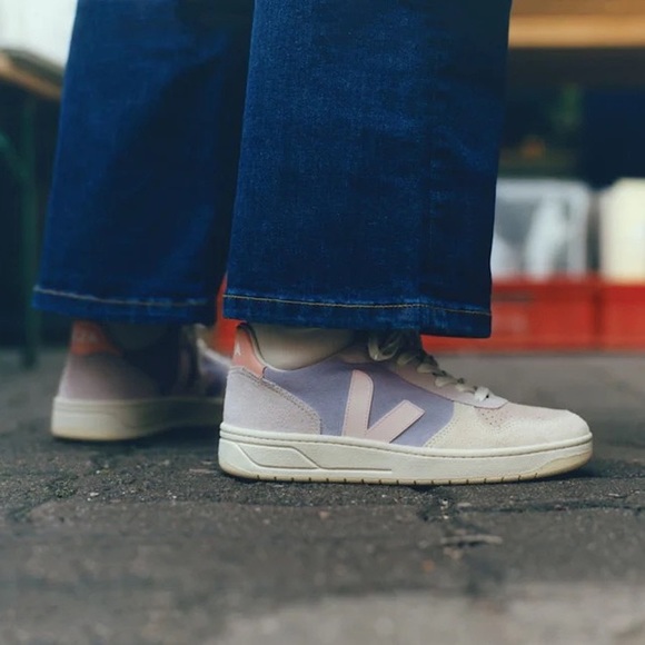 NWT!!! Veja V-10 Leather & Suede Low-Top Sneaker Multi Lavender - Picture 9 of 16